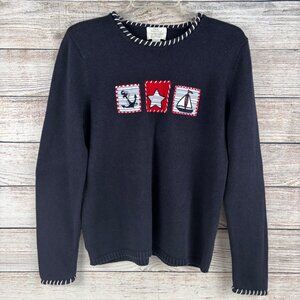 Vintage Christopher & Banks Nautical Theme Knit Sweater Large